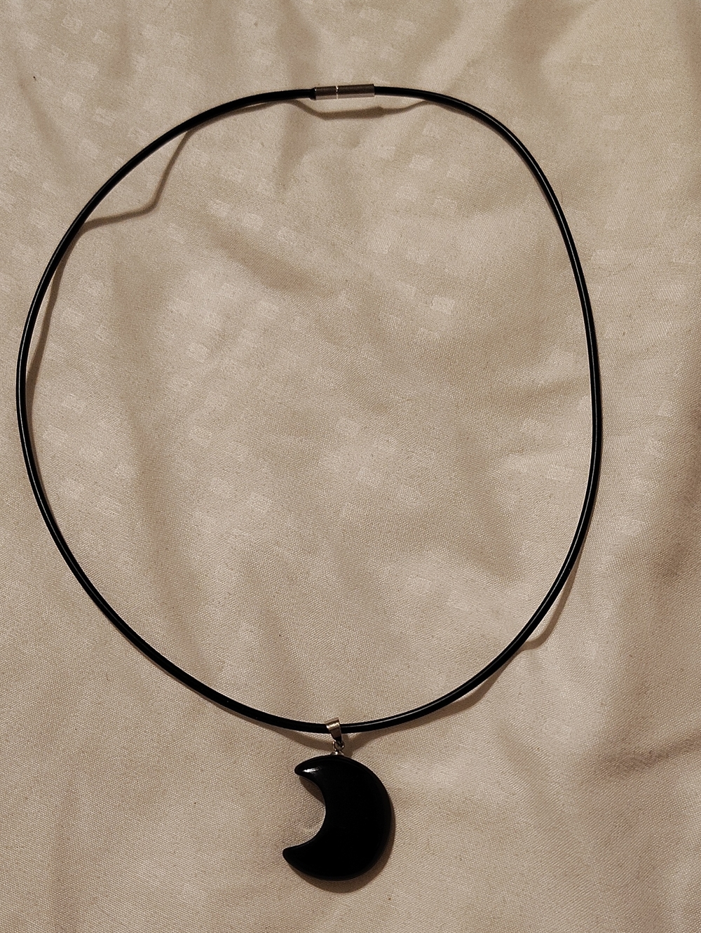 Black Obsidian Crescent Pendant Necklace